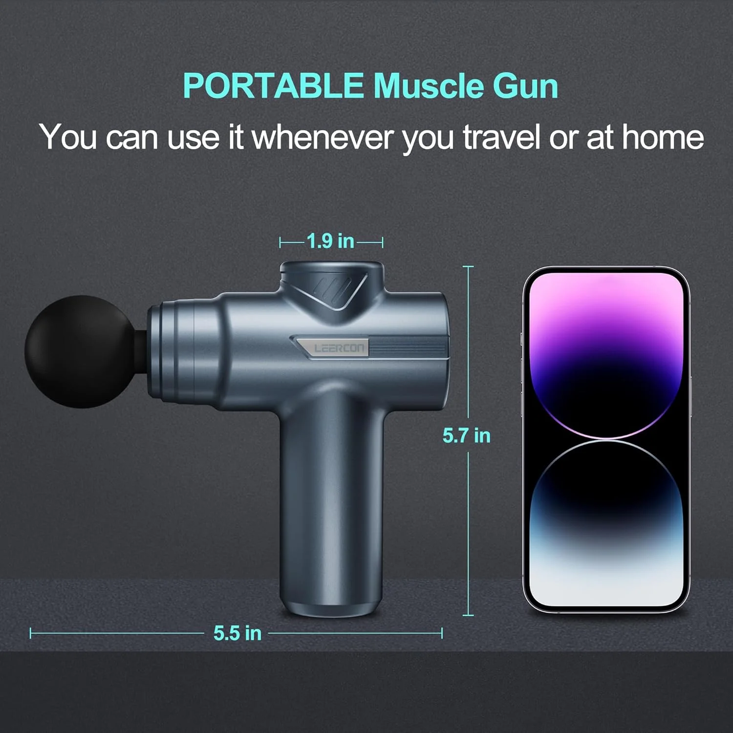 ماساژور کوچک، ماساژور بافت عمیق جمع و جور، 6 سرعت، 4 سر، نورپردازی مدرن، هدیه ای ایده آل برای آقایان و بانوان (آبی)