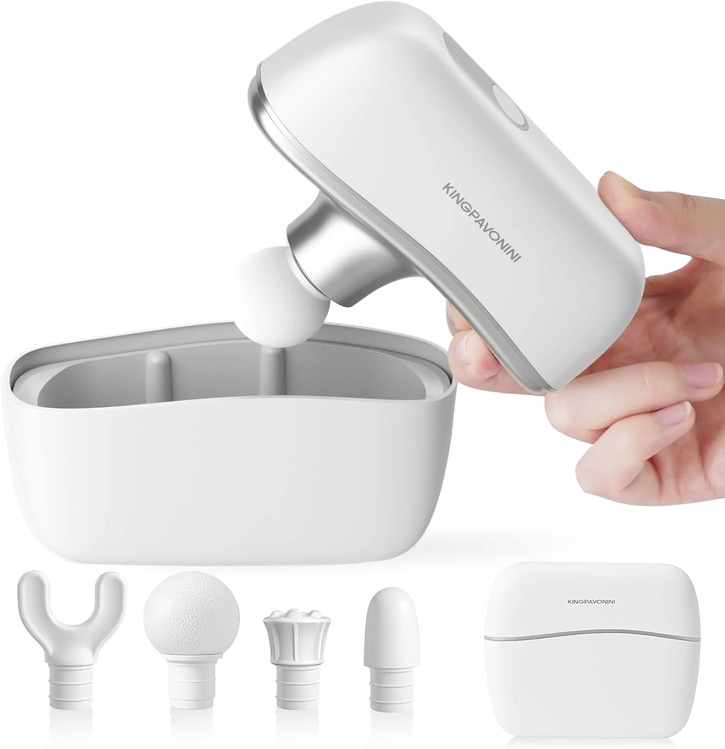 ماساژور تفنگی مینی KingPavonini با کیف نگهداری یکپارچه، ماساژور کوچک جیبی بافت عمیق، ماساژور ضربه ای قابل حمل 0.5 پوندی برای مسافرت، باشگاه، هدیه برای زنان و مردان