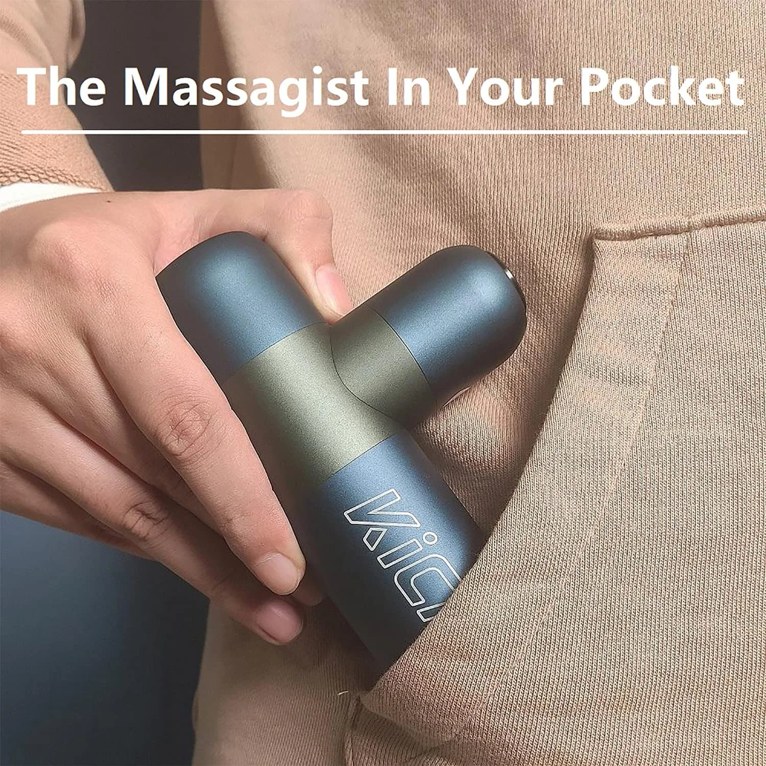 ماساژور تفنگی مینی قابل حمل Kica K2 - ماساژور ضربه ای الکتریکی با بافت عمیق برای تسکین درد و ریکاوری عضلات - دسته فلزی محکم، ریلکس کننده فاسیا، حالت ماساژ درمانی عمیق - آبی