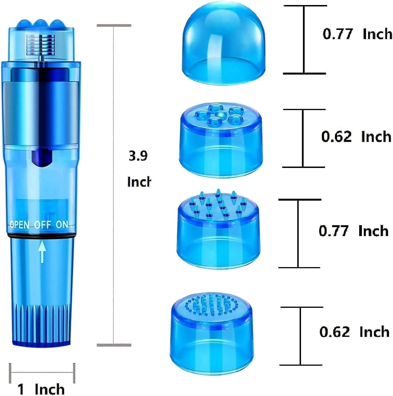 ابزار ماساژ لرزشی کوچک قابل حمل با 4 سر، مناسب برای گردن، شانه، صورت، کمر، پا و عضلات - رنگ های صورتی، آبی و بنفش