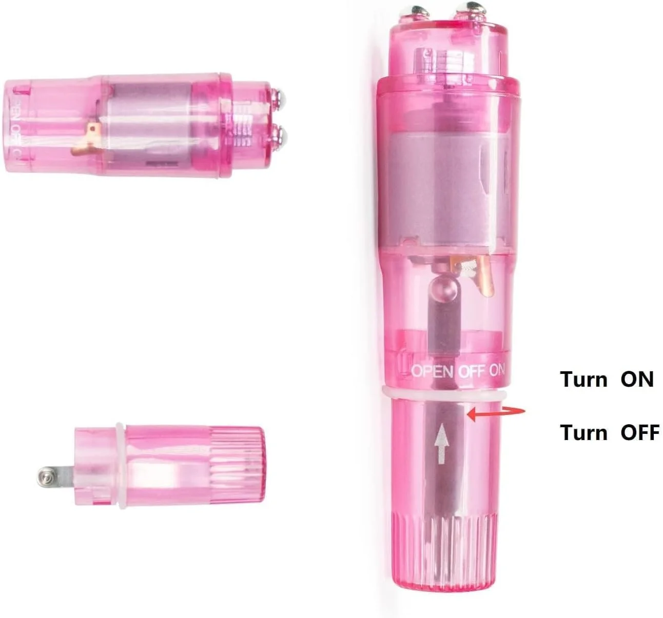 ابزار ماساژور ویبره ای کوچک قابل حمل با 4 سر، مناسب برای گردن، شانه، صورت، پشت و عضلات پا (رنگ صورتی)