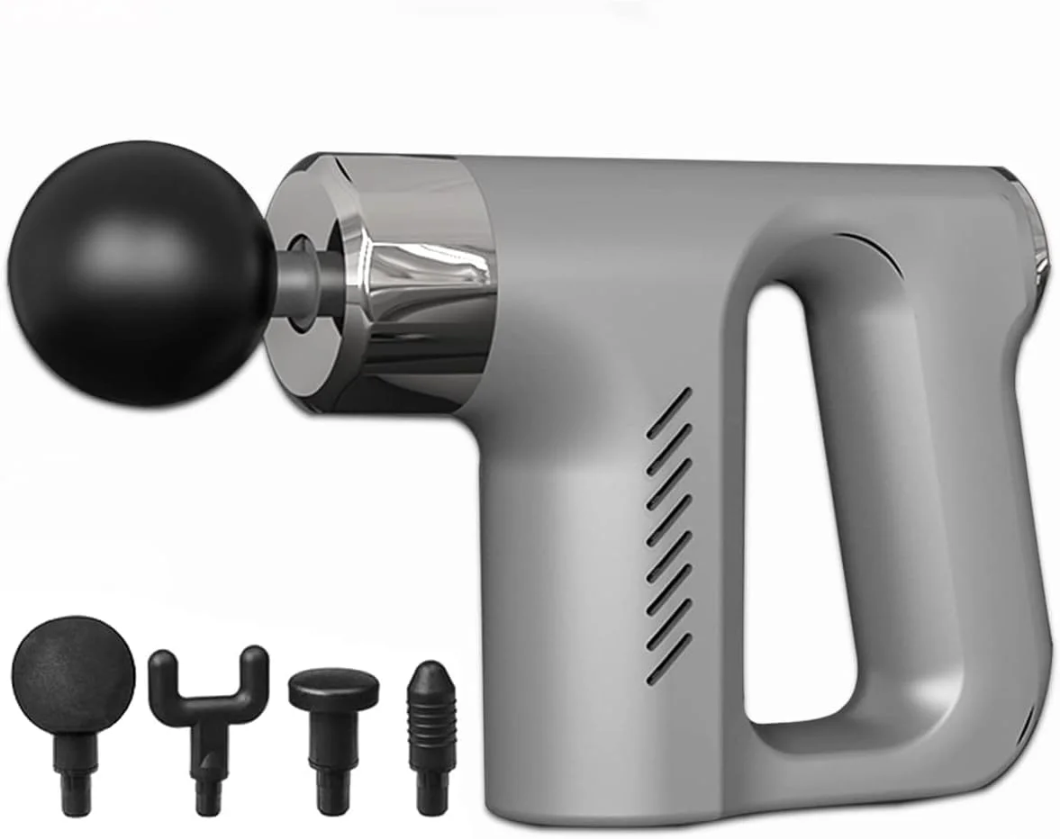 ماساژور بافت عمیق ELTERAZONE، ماساژور تفنگی با عملکرد بالا، ماساژور جیبی کوچک، تسکین درد با لرزش عمیق عضلات، مناسب برای ریلکسیشن و فیزیوتراپی بدن (خاکستری)