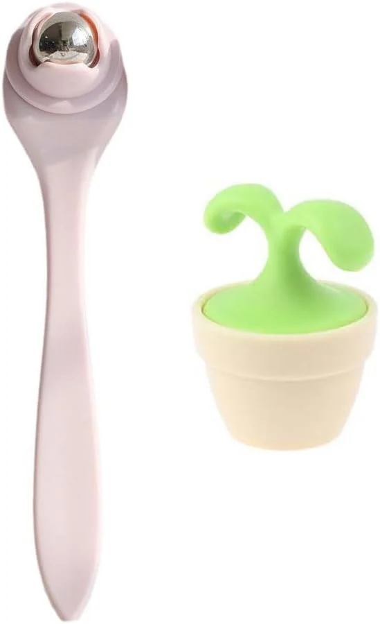 غلتک ماساژور کوچک دو عددی، ابزار ماساژ دستی قابل حمل برای چشم، صورت، گردن، پا، بازو، ساق پا، دست، انگشت و شانه، مناسب برای روتین ضد چروک