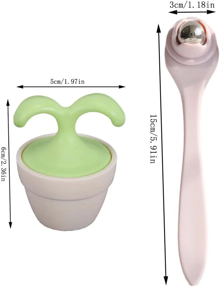 غلتک ماساژور کوچک دو عددی، ابزار ماساژ دستی قابل حمل برای چشم، صورت، گردن، پا، بازو، ساق پا، دست، انگشت و شانه، مناسب برای روتین ضد چروک