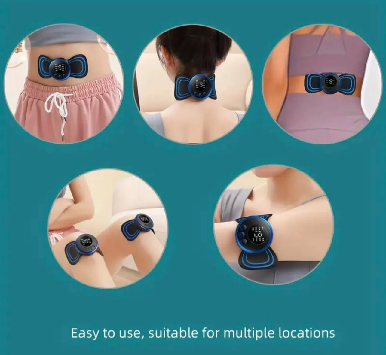 دستگاه ماساژور دیجیتال کوچک با نمایشگر LCD، ۱۳.۳ سانتی متر در ۵.۸ سانتی متر، حالت های متعدد، آبی و مشکی