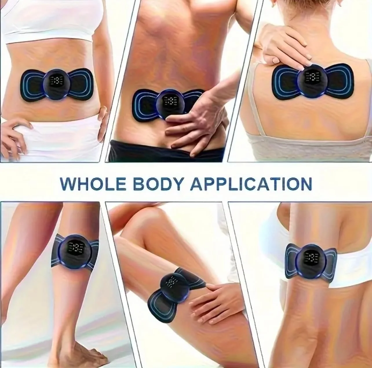 دستگاه ماساژور دیجیتال کوچک با نمایشگر LCD، ۱۳.۳ سانتی متر در ۵.۸ سانتی متر، حالت های متعدد، آبی و مشکی