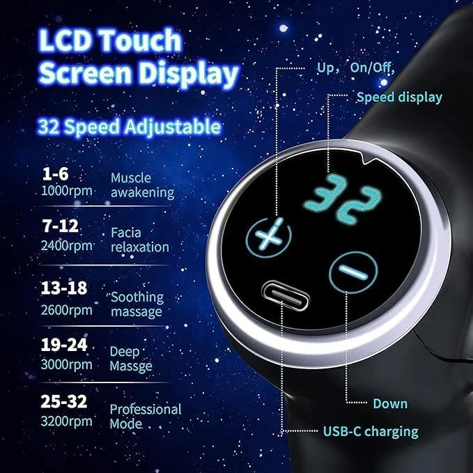 ماساژور ضربه‌ای کوچک | ماساژور جیبی 32 سرعته برای ریکاوری عضلات و تسکین درد (مشکی)