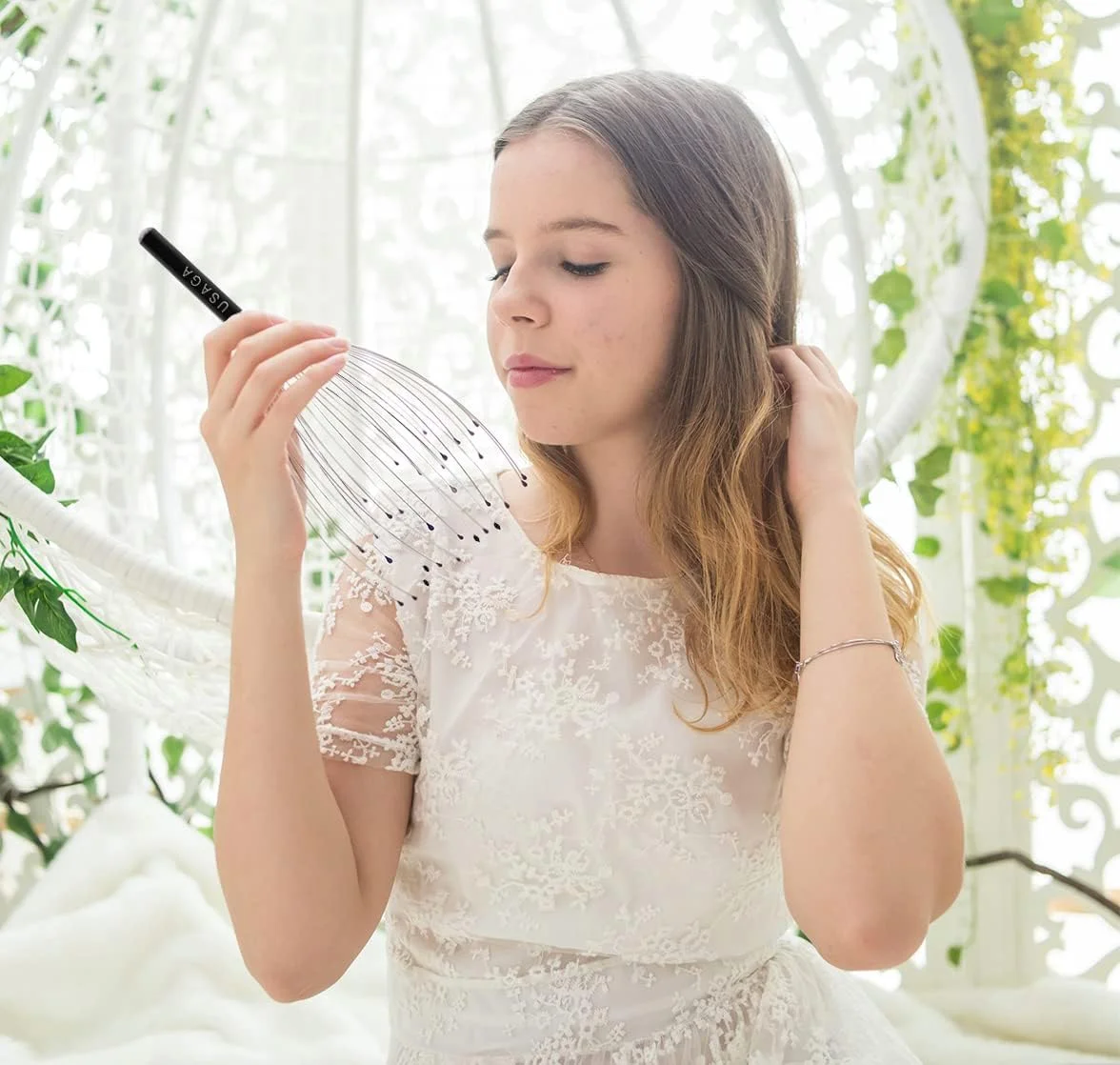 ماساژور سر ۳۶ انگشتی یوساگا، ماساژور پوست سر برای آرامش سر و بدن (مشکی)