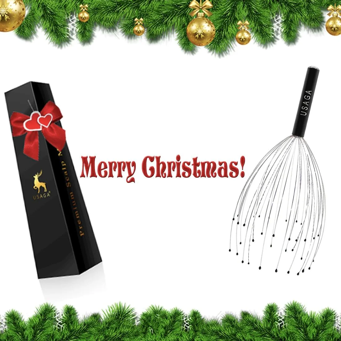 ماساژور سر ۳۶ انگشتی یوساگا، ماساژور پوست سر برای آرامش سر و بدن (مشکی)