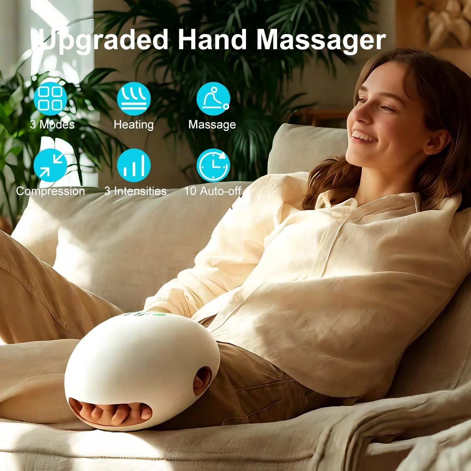 ماساژور دست با گرما و فشار برای تسکین آرتروز و تونل کارپال، هدیه تولد برای زنان و مردان - سفید