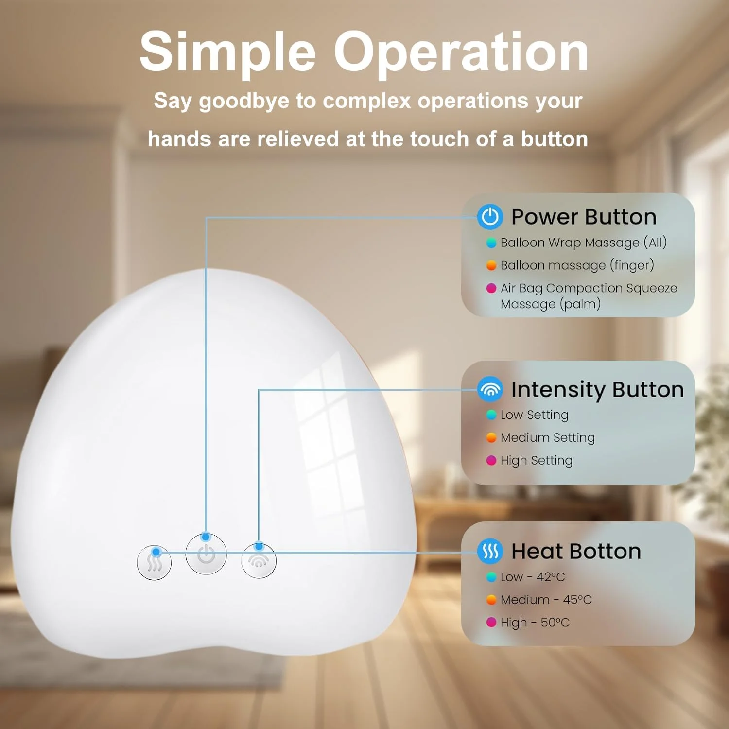ماساژور دست با گرما و فشار برای تسکین آرتروز و تونل کارپال، هدیه تولد برای زنان و مردان - سفید
