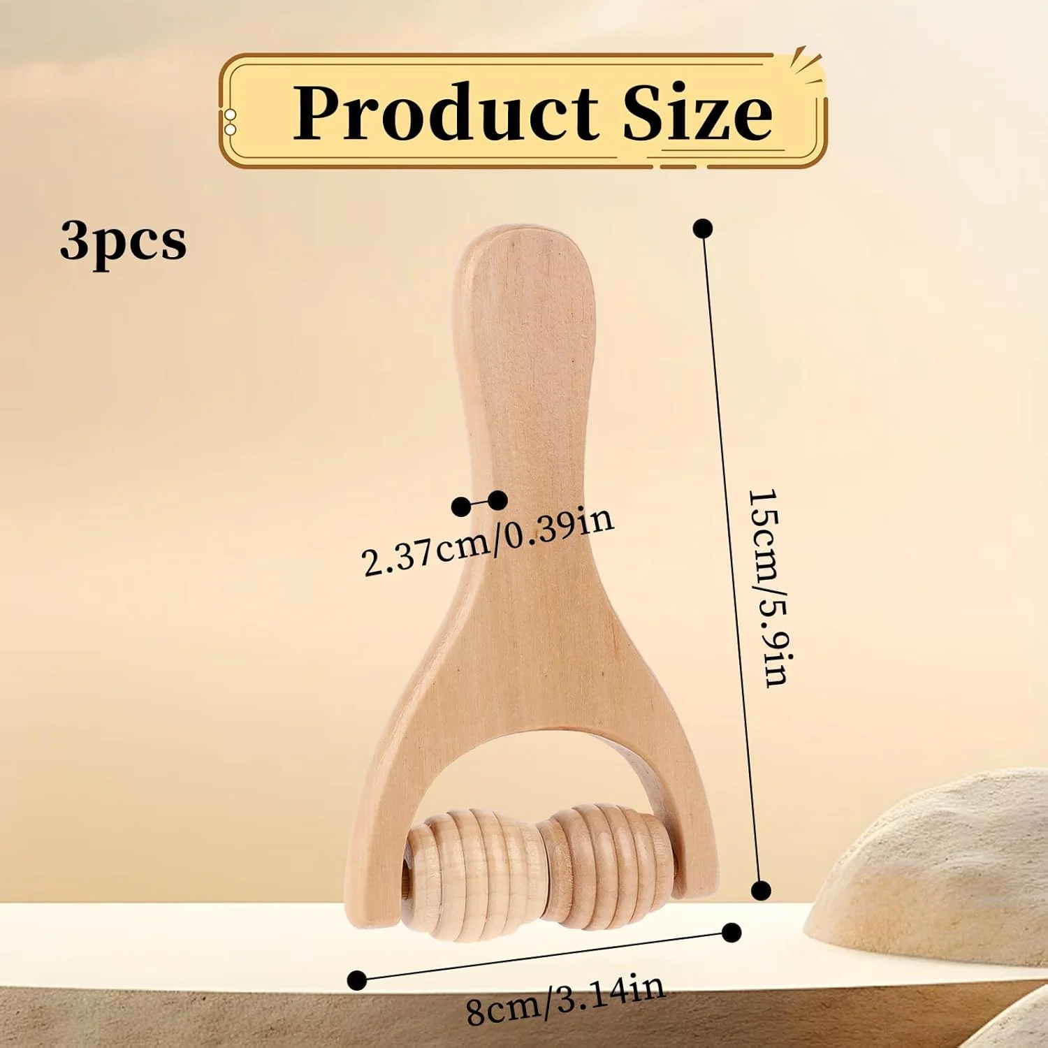 غلتک ماساژ دستی چوبی 3 تکه، میله غلتکی عضلانی، ابزار ماساژ تراپی دستی چوبی، غلتک ماساژ نقطه ماشه ای، برای ریلکس کردن ران، پا، دست، گردن، کل بدن، عضلات، مردان و زنان