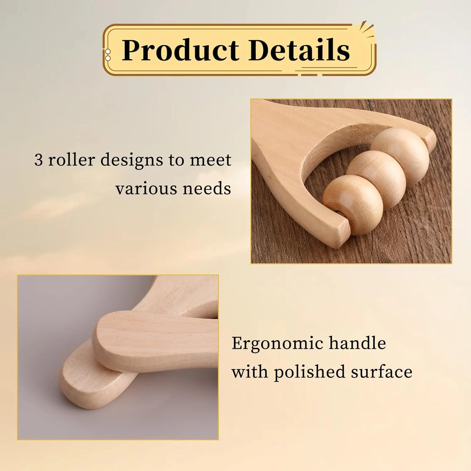 غلتک ماساژ دستی چوبی 3 تکه، میله غلتکی عضلانی، ابزار ماساژ تراپی دستی چوبی، غلتک ماساژ نقطه ماشه ای، برای ریلکس کردن ران، پا، دست، گردن، کل بدن، عضلات، مردان و زنان