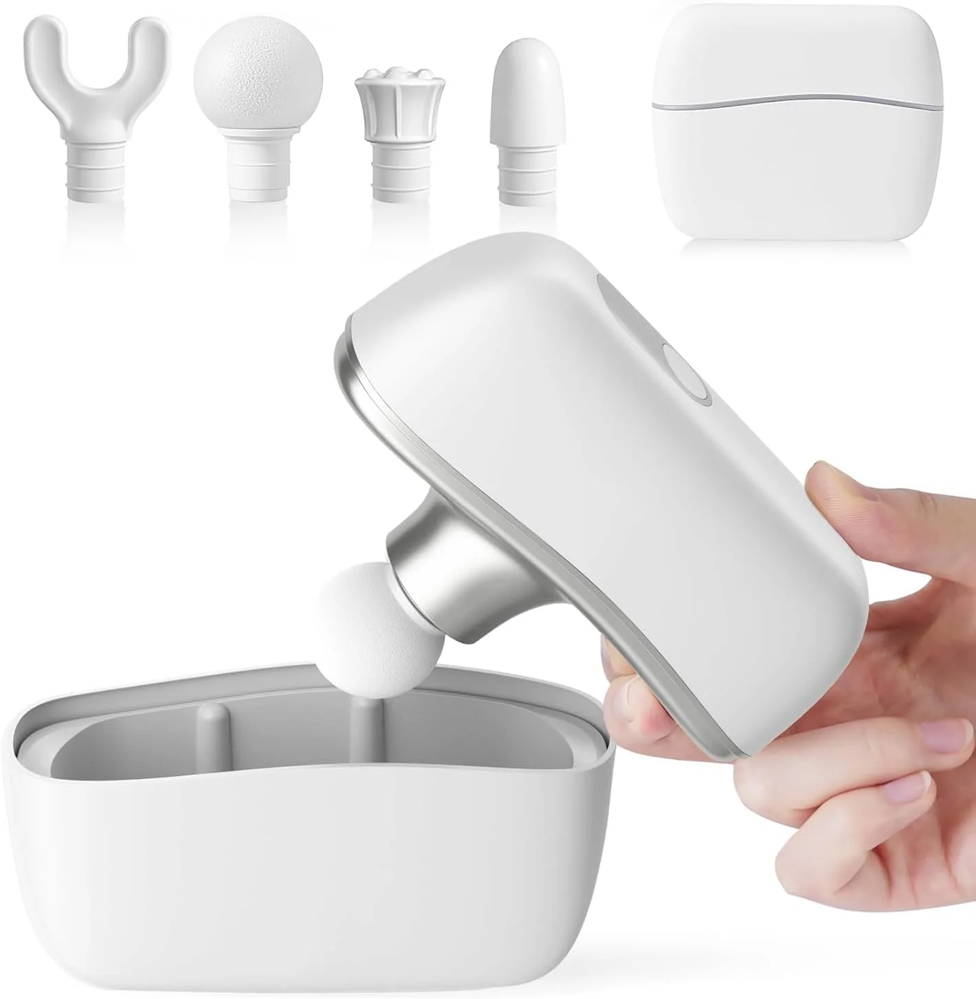 ماساژور تفنگی مینی با کیف نگهداری یکپارچه، ماساژور ضربه ای کوچک جیبی، ماساژور ضربه ای قابل حمل 0.5 پوندی برای مسافرت، باشگاه، هدیه برای زنان و مردان