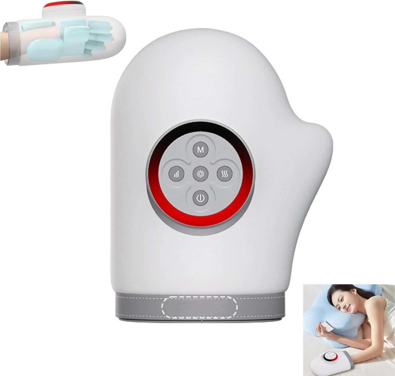 ماساژور برقی دست، با گرما و فشار، ماساژور بی سیم دست و مچ دست با پوشش کامل، برای ماساژ انگشتان، کف دست و مچ دست، هدیه آرامش بخش منحصر به فرد و قابل شارژ (خاکستری)