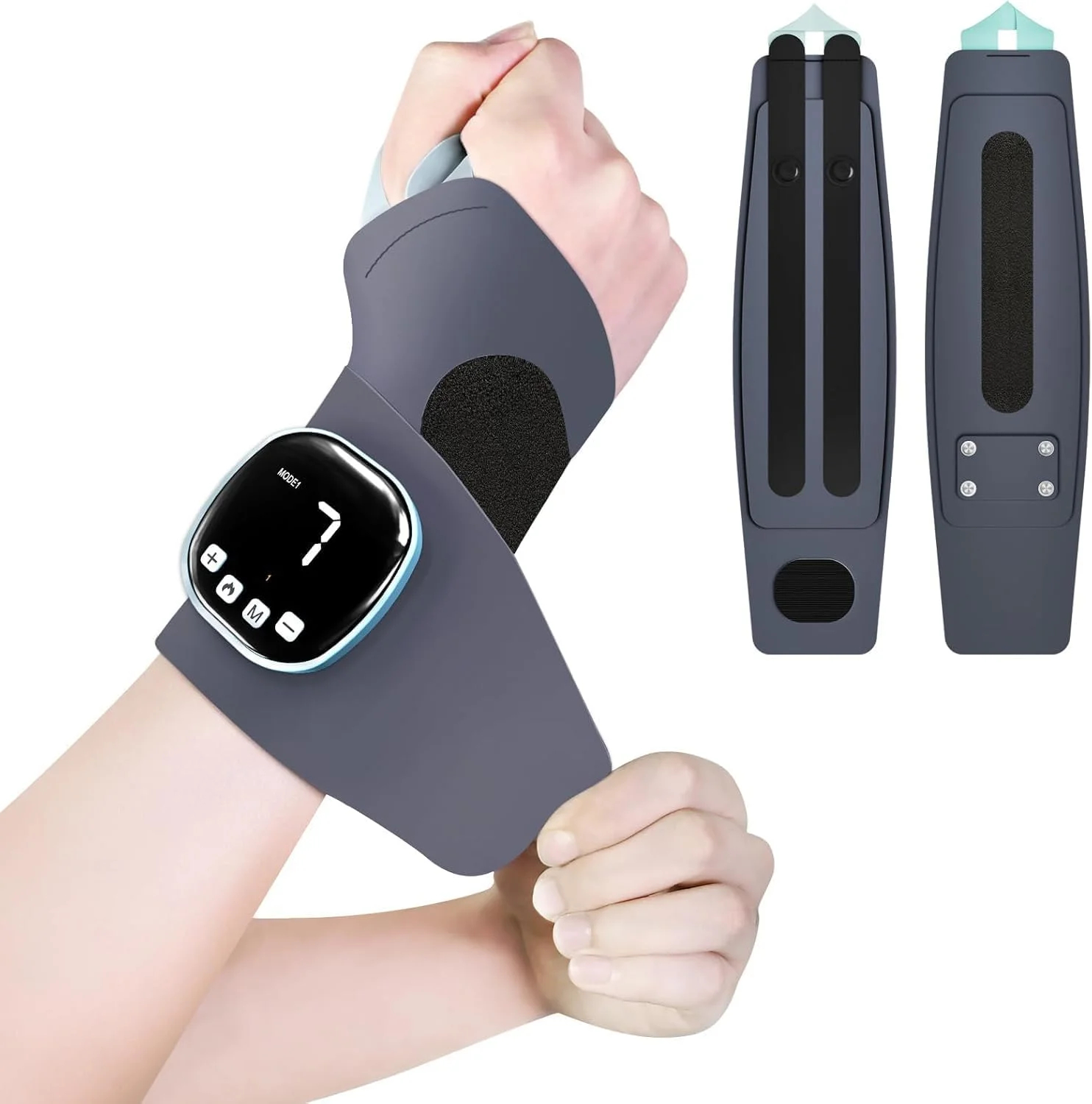ماساژور برقی دست با گرما و درمان EMS - دستگاه بی سیم تسکین درد مچ دست، پشتیبانی مچ دست 3 در 1 قابل تنظیم برای تونل کارپال، تاندونیت و آرتروز، استفاده جهانی چپ/راست
