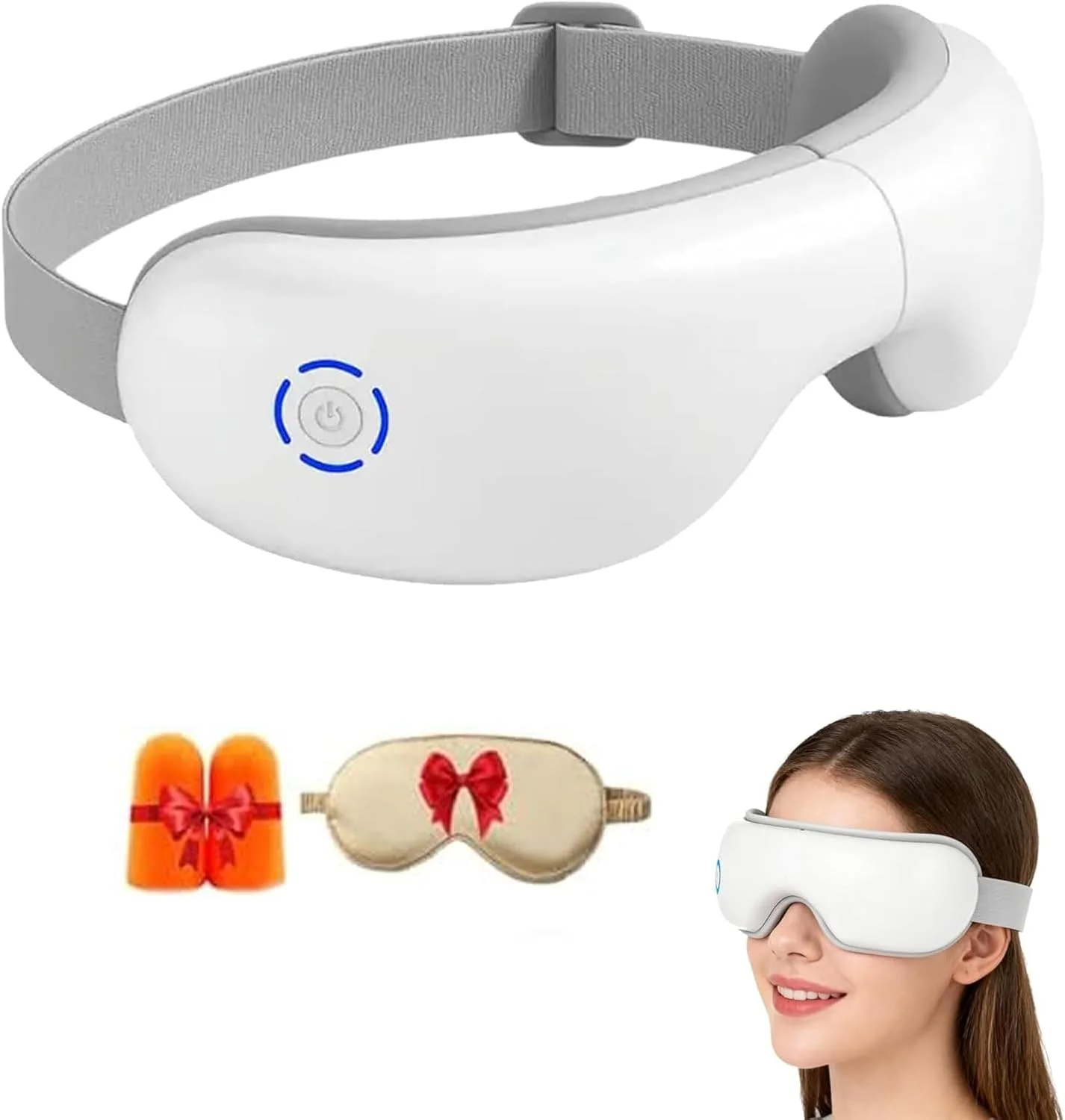 ماساژور چشم هوشمند Danfie با گرما، ماساژور چشم گرمایشی برای خشکی چشم با موسیقی، کمپرس گرم 40 تا 42 درجه سانتیگراد، 5 حالت ماساژ و طراحی تاشو 180 درجه، بهبود خواب (1 ست)