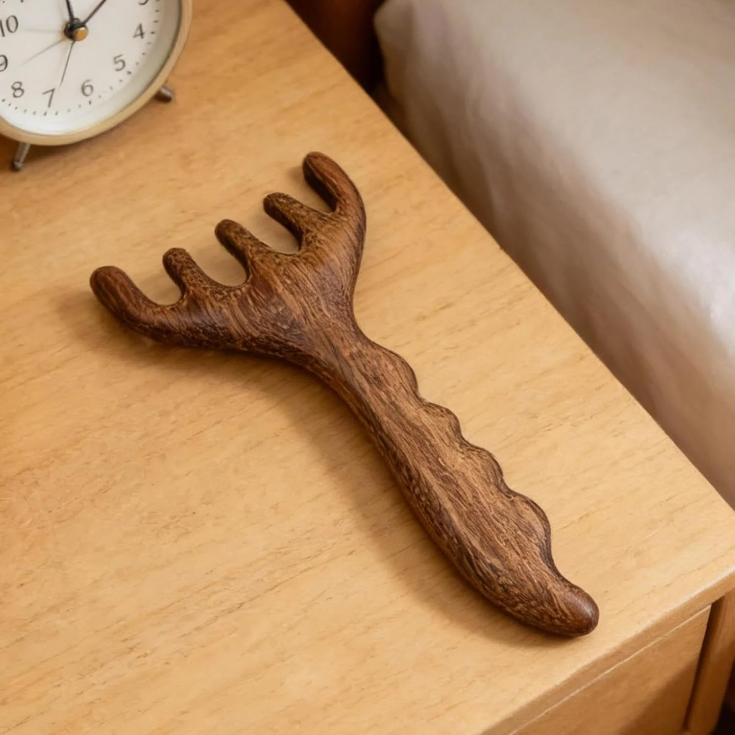 شانه ماساژور سر، دندانه پهن چوبی دستی، شانه ماساژ سر برای رشد مو | برای چشم ها صورت گردن شانه ها آقایان خانم ها استفاده روزانه مسافرت خانه محل کار