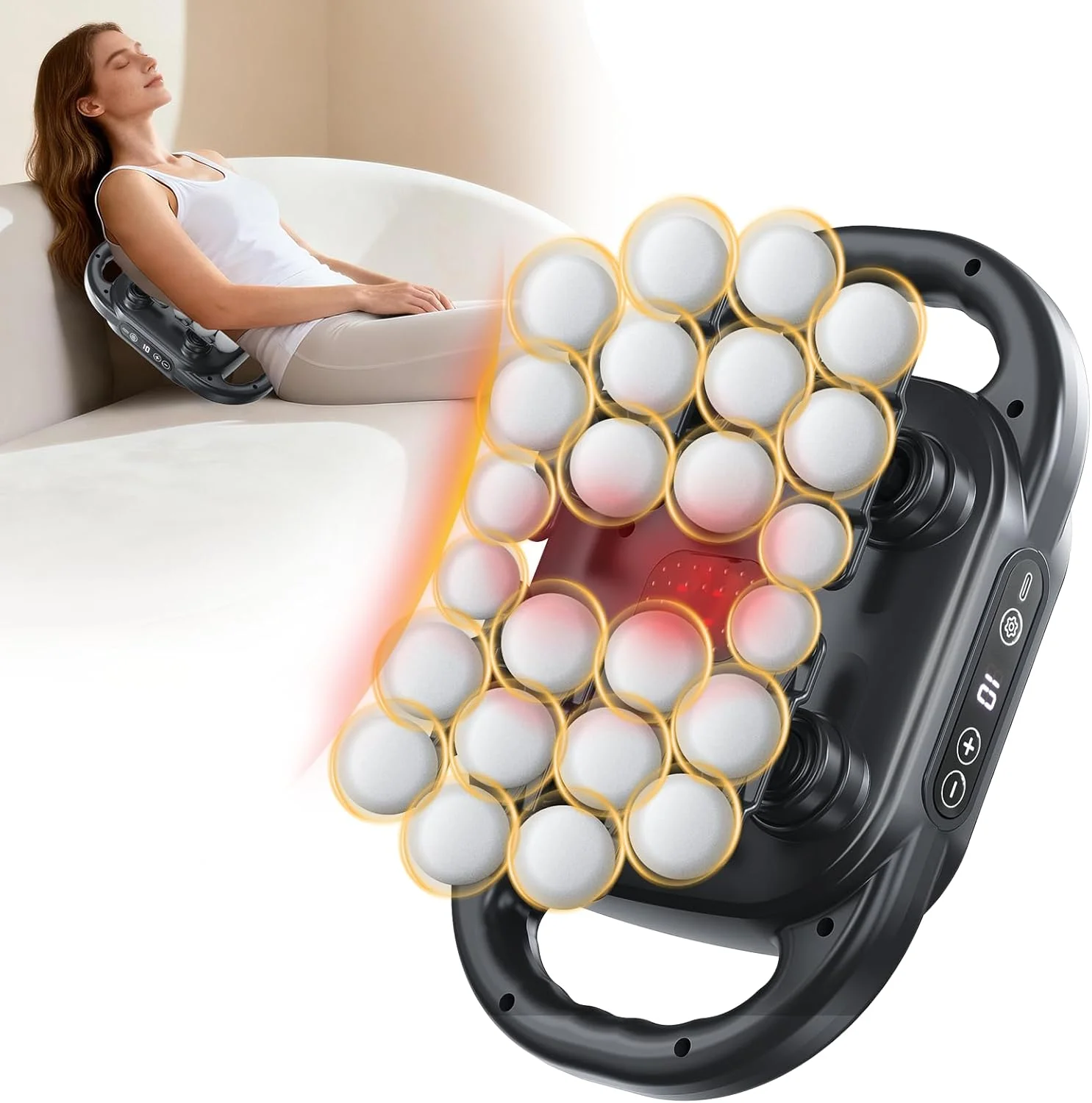 ماساژور عضلانی 24 سر خمیده UOTT، ماساژور ارگونومیک برای تسکین درد، گردن، پا و ابزار ماساژ پا با 9 حالت و 9 سطح برای ریکاوری و آرامش کل بدن