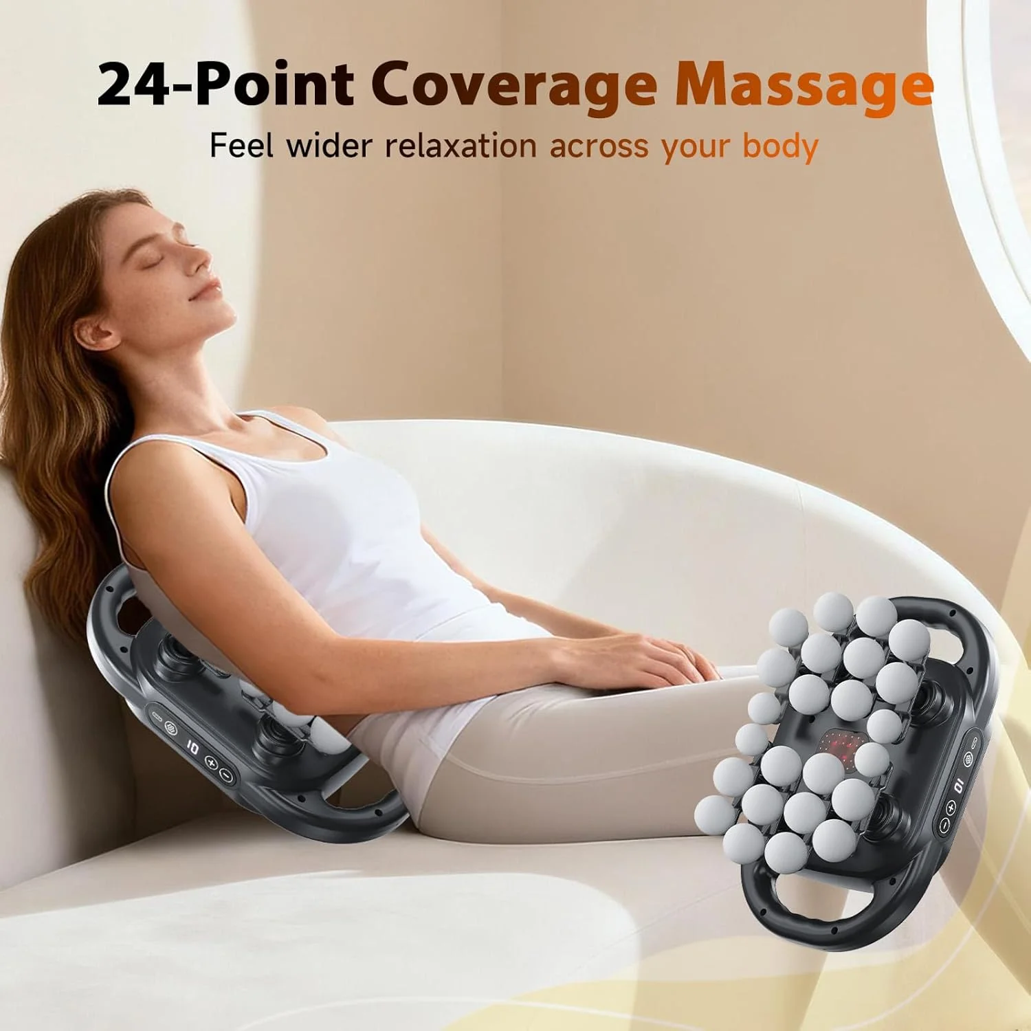 ماساژور عضلانی 24 سر خمیده UOTT، ماساژور ارگونومیک برای تسکین درد، گردن، پا و ابزار ماساژ پا با 9 حالت و 9 سطح برای ریکاوری و آرامش کل بدن