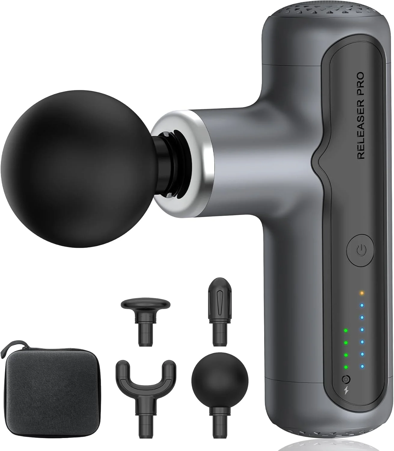 ماساژور دستی TONE OF، تفنگ ماساژور برقی برای شانه، پا، کمر و بدن، دارای 4 سر ماساژ، شارژ سریع USB-C، ضربه ای بافت عمیق، تفنگ ماساژور کوچک برای ریکاوری عضلات و تسکین درد