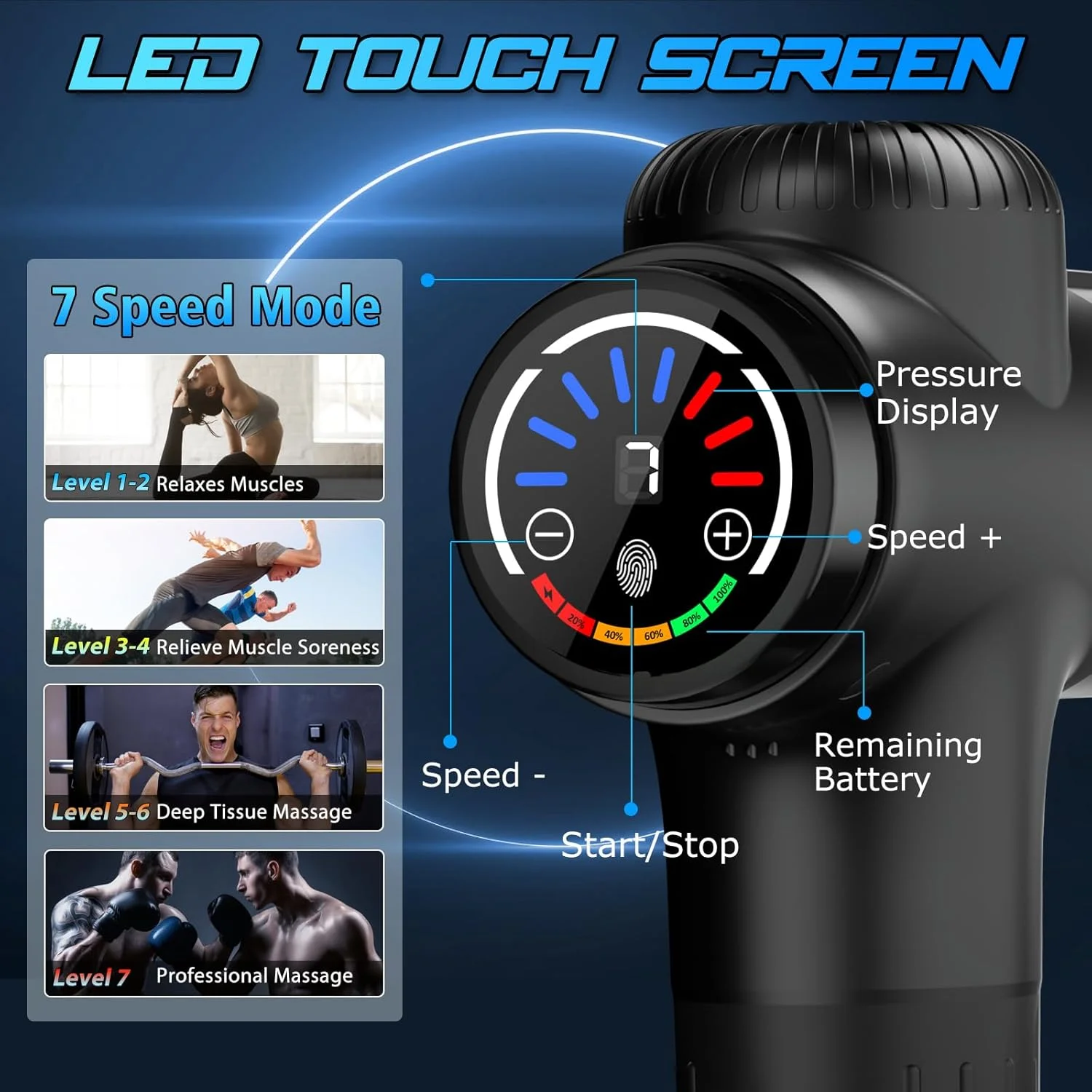 ماساژور ضربه ای TOLOCO با 15 سری قابل تعویض، ماساژور برقی قابل حمل فوق العاده بی صدا برای ورزشکاران، درمان و آرامش، مشکی