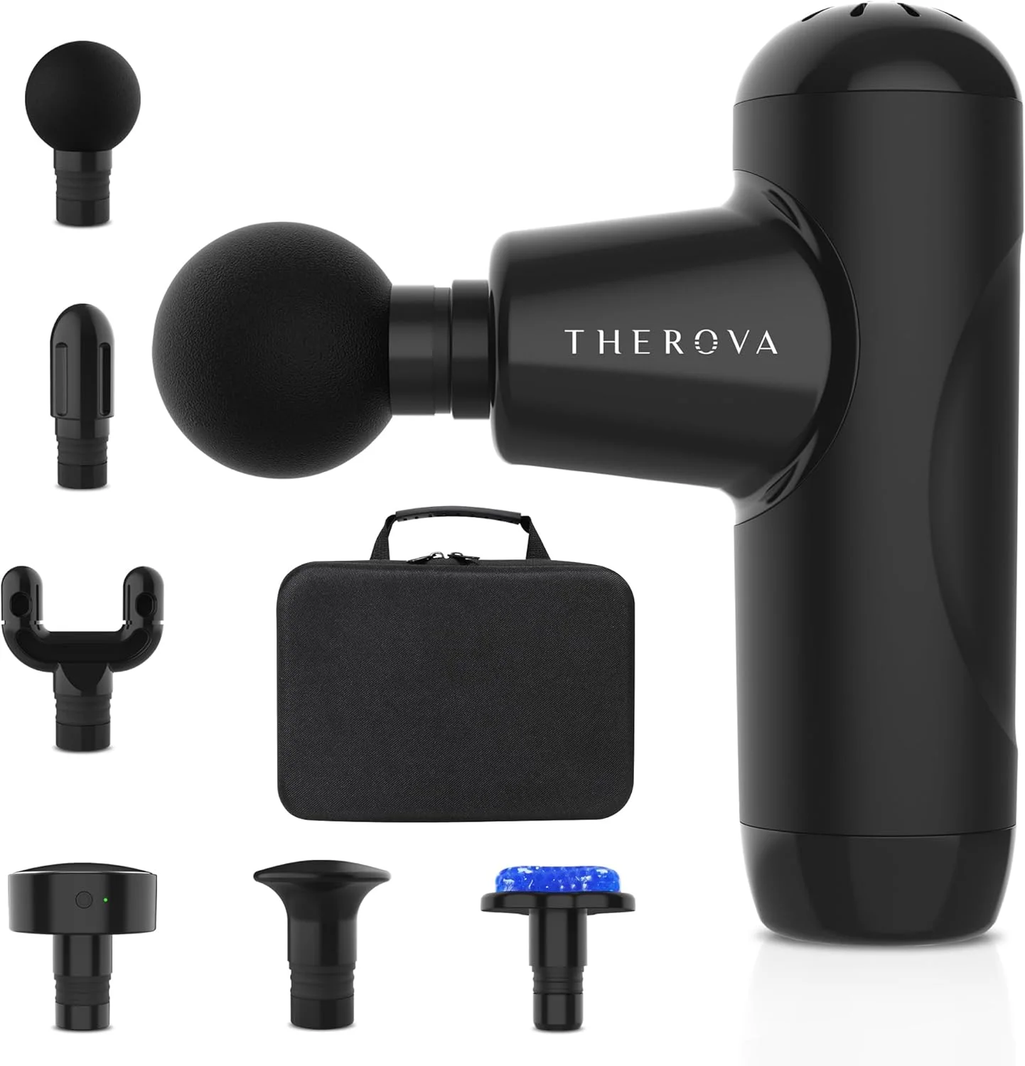 ماساژور مینی مکس - ماساژور عضلات بافت عمیق با 6 سری - درمان گرما و سرما - 1800–2600 دور در دقیقه - سبک وزن، بی صدا، قابل شارژ - برای تسکین درد در باشگاه، دفتر، خانه، مسافرت