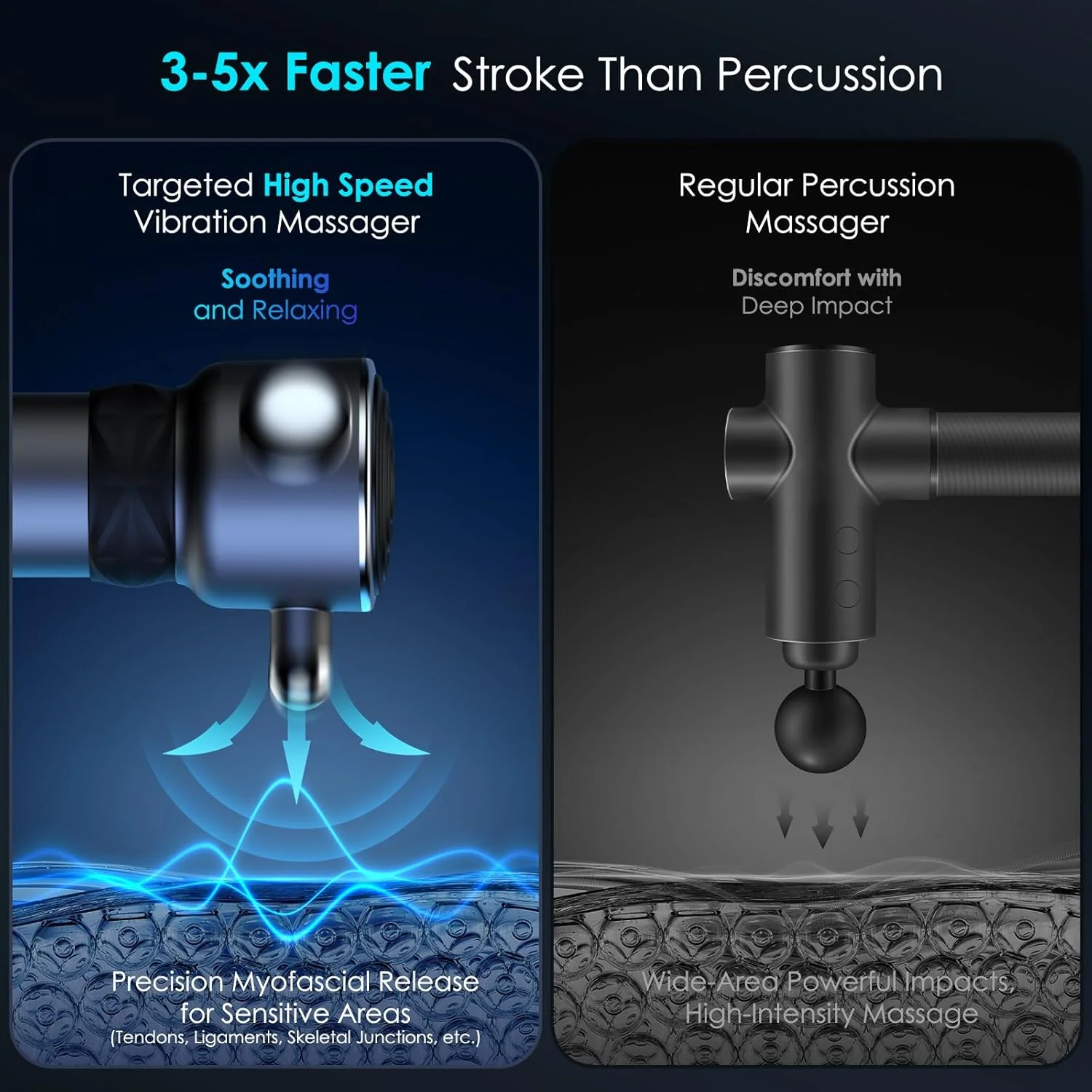 ماساژور بافت عمقی، ماساژور عضلانی لرزشی بی سیم - مینی ماساژور دستی برای کمر، گردن و بافت همبند - ماساژور نقطه ماشه ای هدفمند