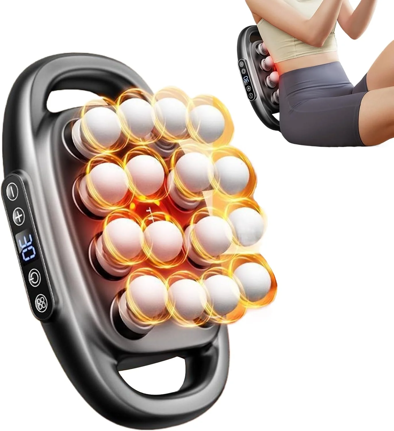 ماساژور Therapulse Pro، ماساژ PulseForce - ست تفنگ ماساژ 8 سر با 16 درایو، 30 سطح شدت و 3 حالت هوشمند، فشار عمیق 50 کیلوگرمی، تفنگ ماساژ بافت عمیق برای پاها، کمر (مشکی)