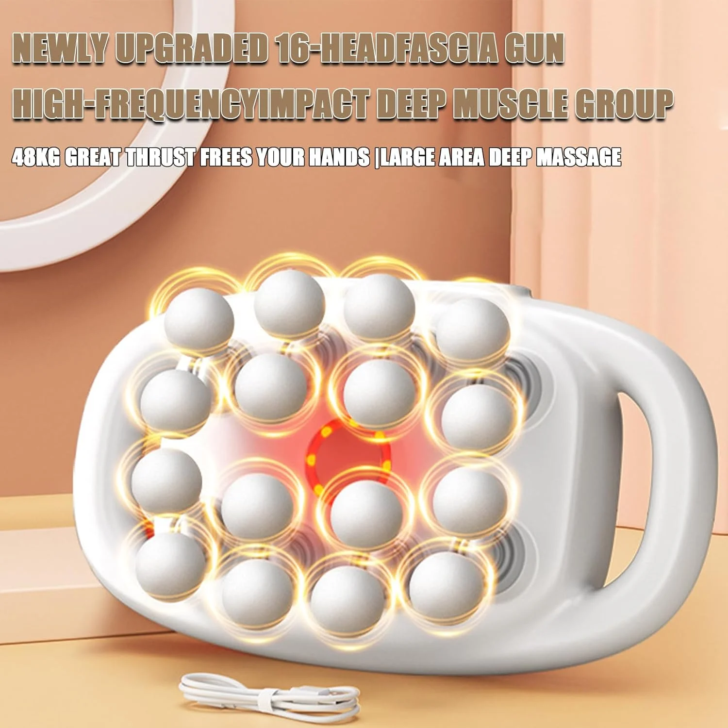 ماساژور Therapulse Pro، ماساژ PulseForce - ست تفنگ ماساژ 8 سر با 16 درایو، 30 سطح شدت و 3 حالت هوشمند، فشار عمیق 50 کیلوگرمی، تفنگ ماساژ بافت عمیق برای پاها، کمر (مشکی)