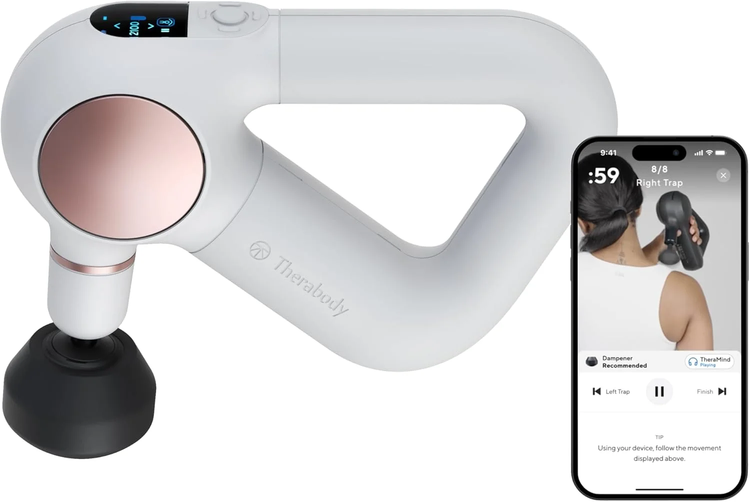 ماساژور ضربه ای تراگان ترابادی سنس، ماساژور بافت عمیق شخصی با تمرینات تنفسی از پیش نصب شده برای کاهش استرس، تسکین درد و عضلات دردناک در گردن، کمر، پا، زانو و