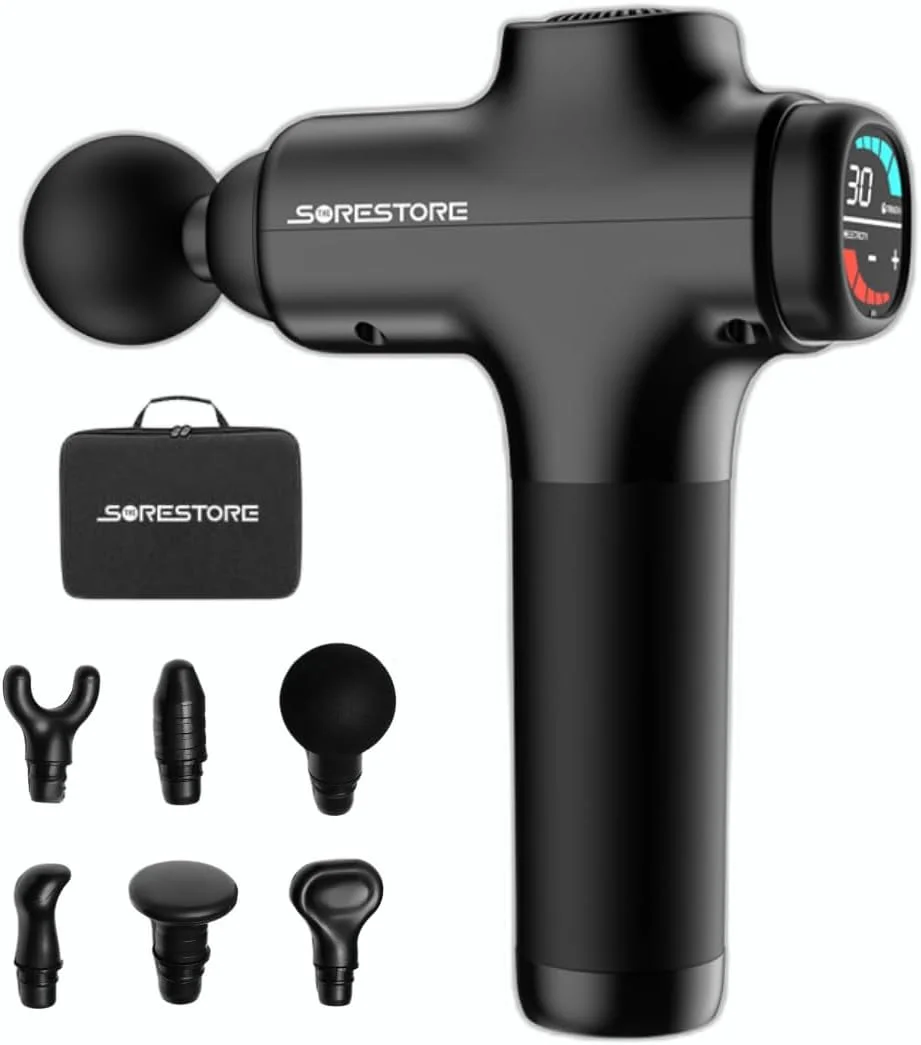 ماساژور ضربه‌ای حرفه‌ای - ماساژور بافت عمیق برای ریکاوری عضلات، تسکین درد، 30 سرعت، عملکرد بی‌صدا، صفحه نمایش LCD، طراحی قابل حمل برای ورزشکاران و علاقه‌مندان به تناسب اندام