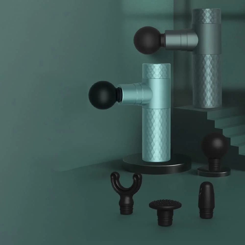 ماساژور تفنگی قابل حمل آبی رنگ، ماساژور دستی الکتریکی، 4 سر ماساژ برای تسکین تنش عضلانی، 4 سرعت، سبک و باریک…