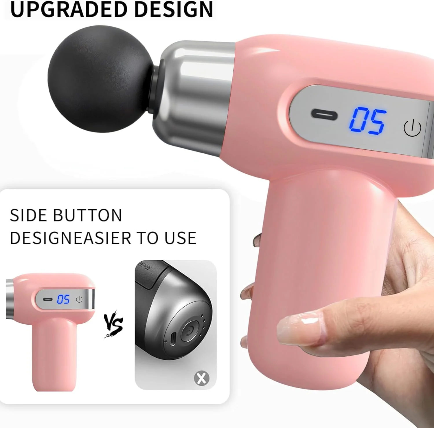 ماساژور کوچک سوپریمیم، ماساژور عضلات بافت عمیق قابل حمل، تفنگ ضربه ای با شدت بالا برای تسکین درد، دارای 4 سر ماساژ، تفنگ فاسیال جمع و جور قابل شارژ برای پشت، گردن، پاها و کل بدن