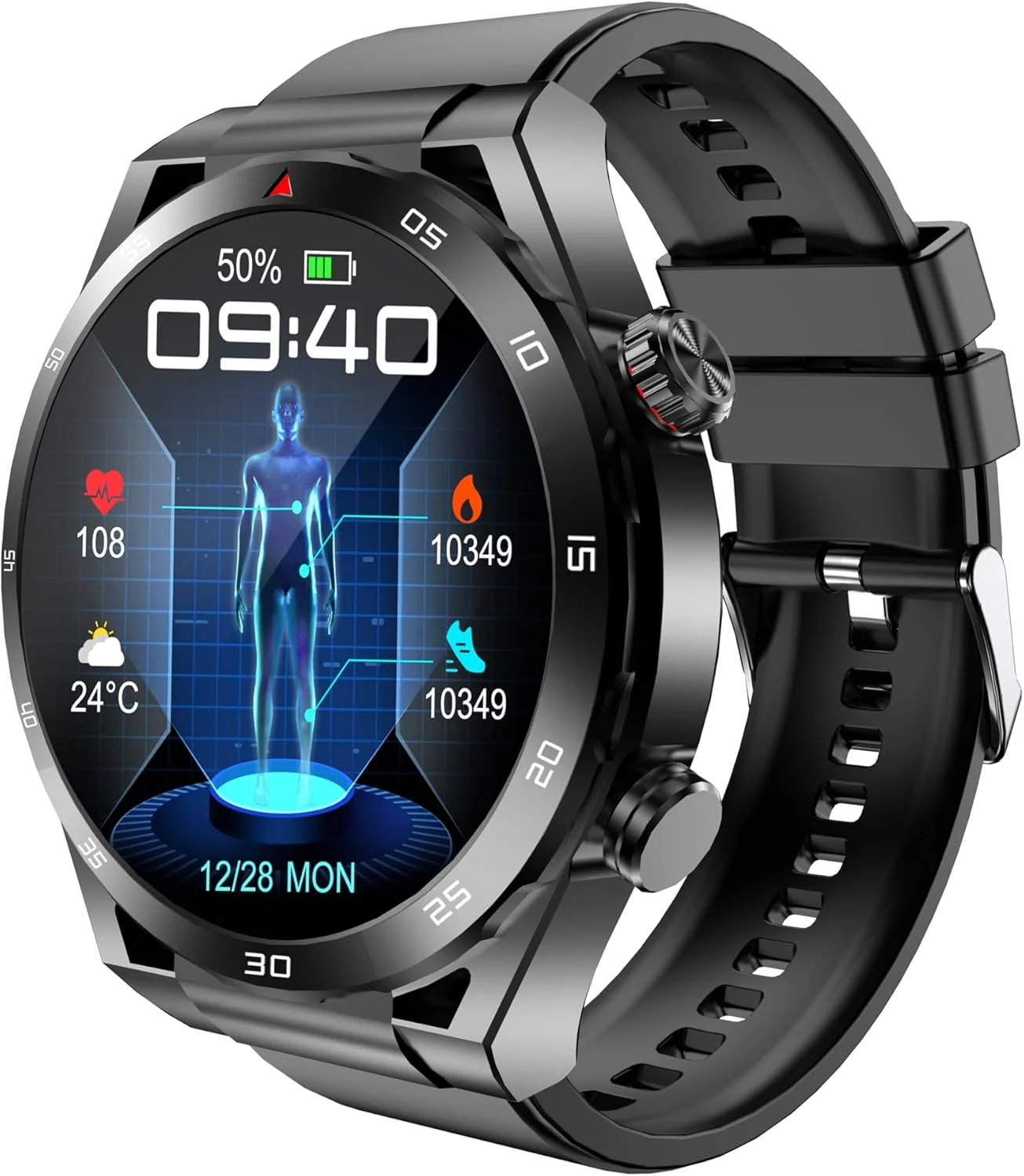 ساعت هوشمند پایش سلامتی کاردنا مدل Care One 2 با قابلیت نوار قلب، فشار خون و سنجش اکسیژن خون، تماس اضطراری SOS، آنالیز HRV، ردیابی تناسب اندام و خواب، تلفن بلوتوثی، ضد آب IP68، مناسب برای