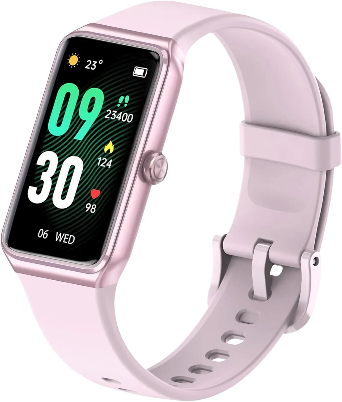 ردیاب تناسب اندام با ضربان قلب 24/7، 104 حالت ورزشی، مانیتور اکسیژن خون و فشار خون و خواب، ضد آب IP68، گام شمار کالری شمار ردیاب فعالیت برای اندروید و آیفون زنانه مردانه (صورتی)