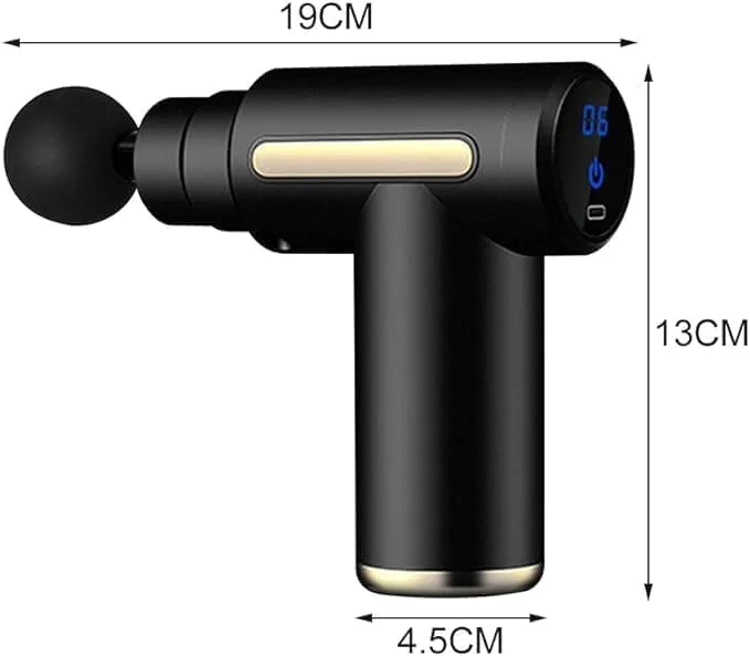 ماساژور ضربه ای عضلات SKY-TOUCH، ماساژور برقی قابل حمل و بی صدا با 6 سرعت برای شانه، بدن، پشت و فیزیوتراپی، طراحی بی سیم جمع و جور، 19x13x4.5 سانتی متر (مشکی)