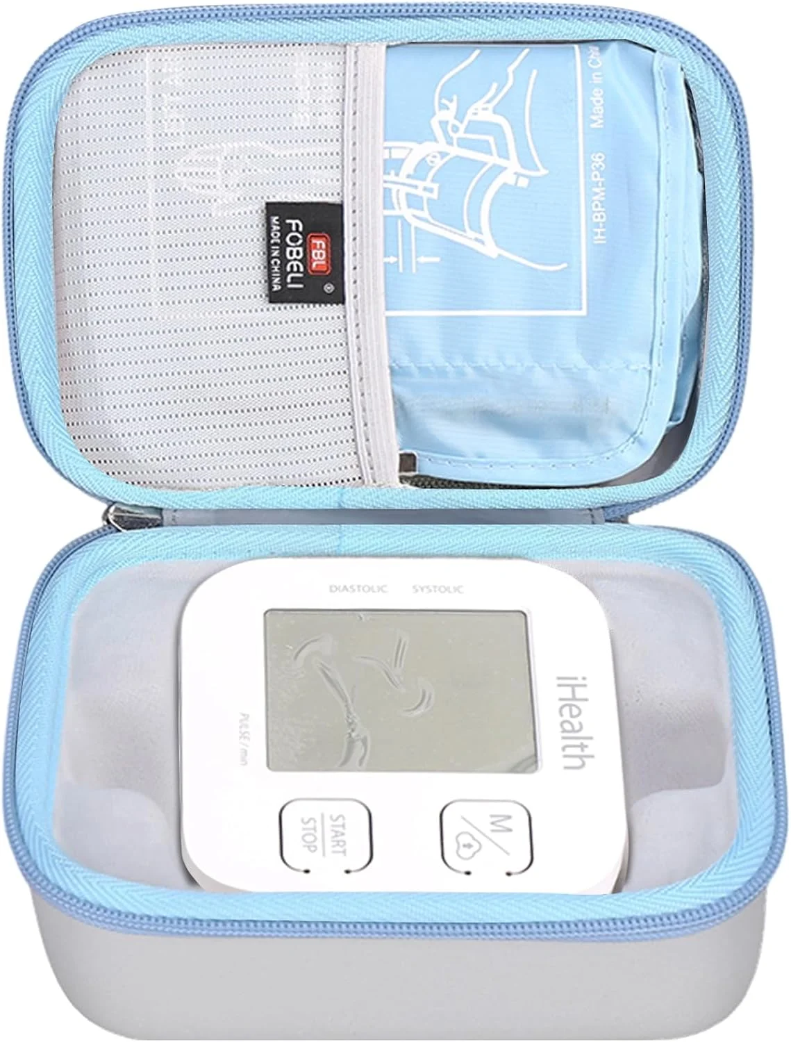 کیف حمل سخت جایگزین FBLFOBELI برای دستگاه فشار خون بازویی هوشمند iHealth Track، دستگاه کاف فشار خون بلوتوثی، کیف محافظ مسافرتی (فقط کیف) (خاکستری)