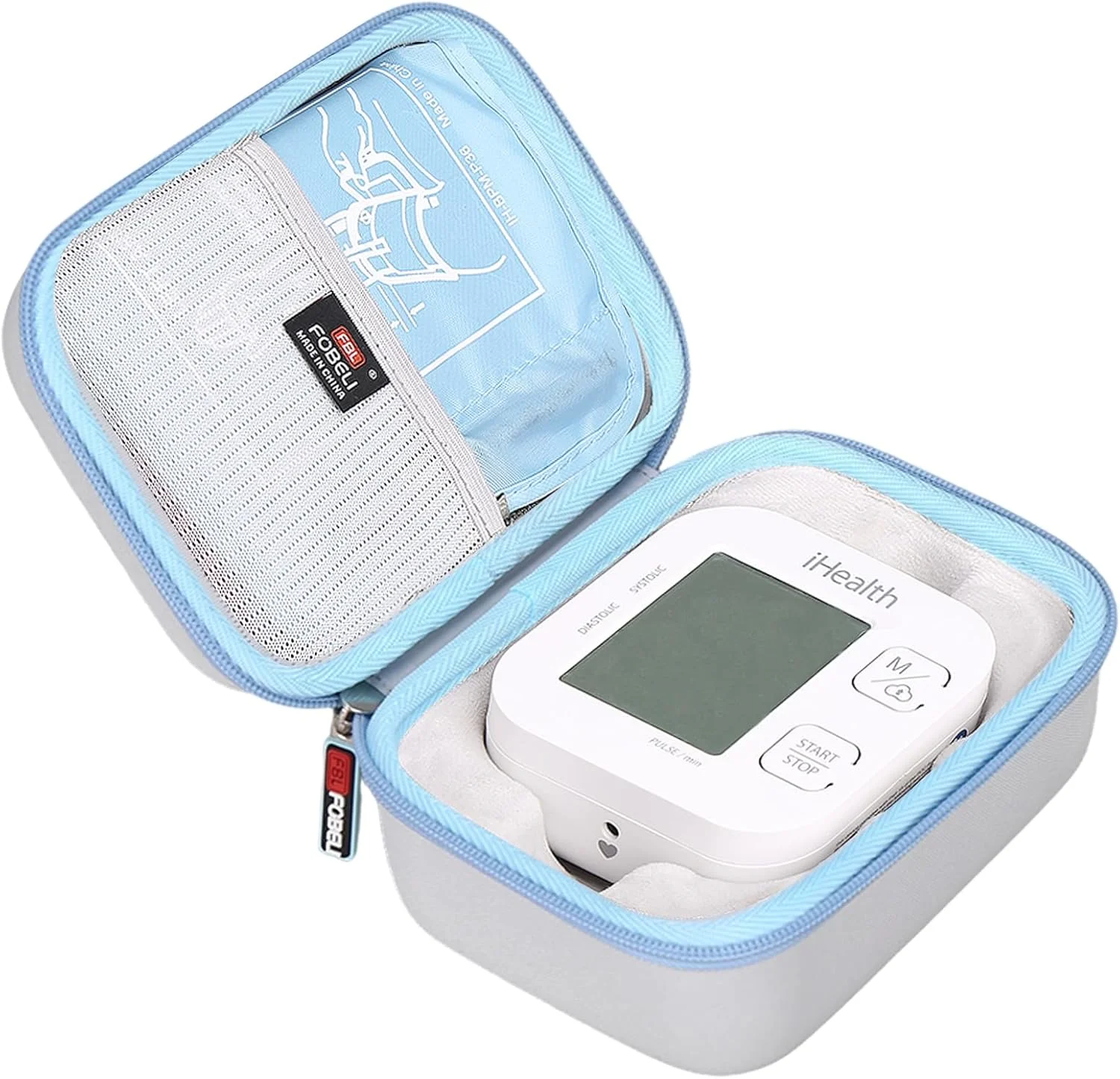 کیف حمل سخت جایگزین FBLFOBELI برای دستگاه فشار خون بازویی هوشمند iHealth Track، دستگاه کاف فشار خون بلوتوثی، کیف محافظ مسافرتی (فقط کیف) (خاکستری)