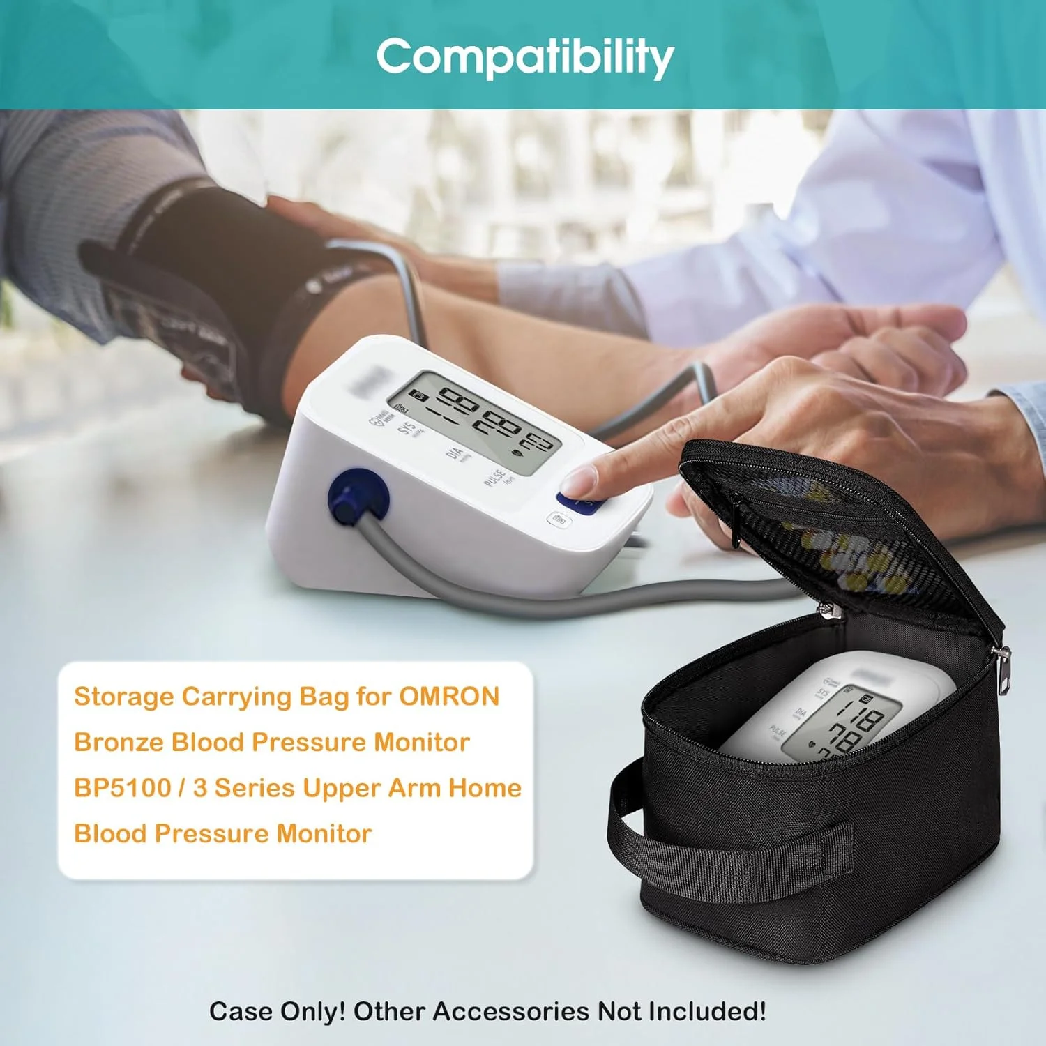 کیف حمل سازگار با فشارسنج خون امرن مدل Bronze BP5100 / فشارسنج خون بازویی سری 3، کیف سازمان دهنده قابل حمل با دسته (فقط کیف) کیف حمل سازگار با فشارسنج خون امرن مدل Bronze BP5100 / فشارسنج خون بازویی سری 3، کیف سازمان دهنده قابل حمل با دسته (فقط کیف)