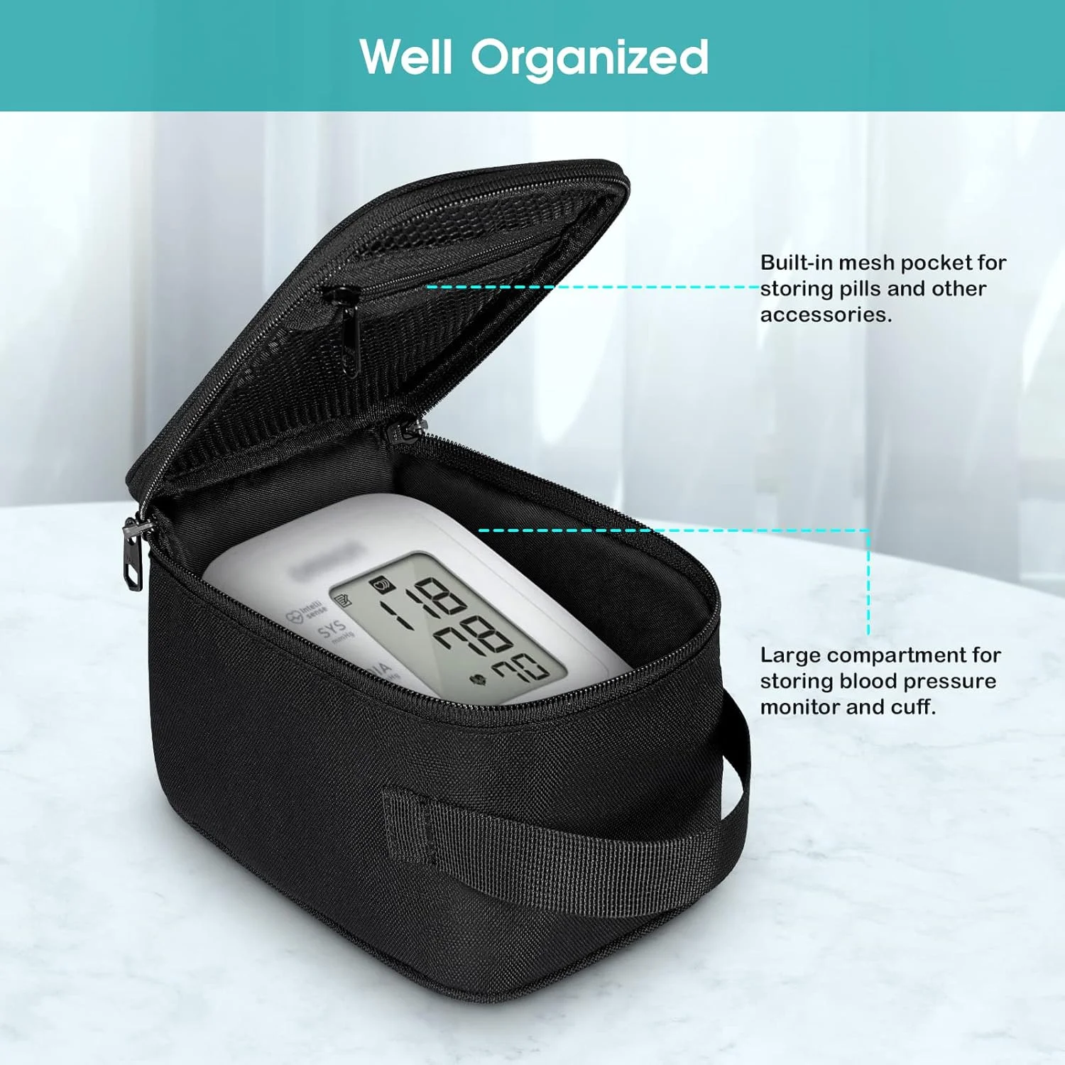 کیف حمل سازگار با فشارسنج خون امرن مدل Bronze BP5100 / فشارسنج خون بازویی سری 3، کیف سازمان دهنده قابل حمل با دسته (فقط کیف) کیف حمل سازگار با فشارسنج خون امرن مدل Bronze BP5100 / فشارسنج خون بازویی سری 3، کیف سازمان دهنده قابل حمل با دسته (فقط کیف)