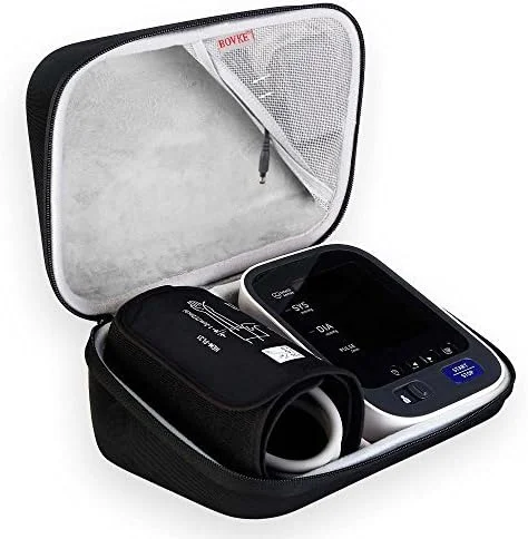 کیف حمل BOVKE برای دستگاه فشار خون بازویی بی سیم سری 5 مدل BP742N و کاف، دارای جیب توری برای باتری و شارژر، مشکی