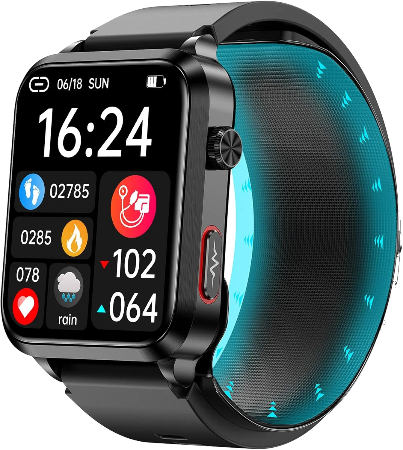 ساعت هوشمند پایش فشار خون با کاف کیسه هوا، صفحه نمایش رنگی 1.92 اینچی IPS، پایش 24 ساعته ضربان قلب، اکسیژن خون، خواب و میزان تنفس