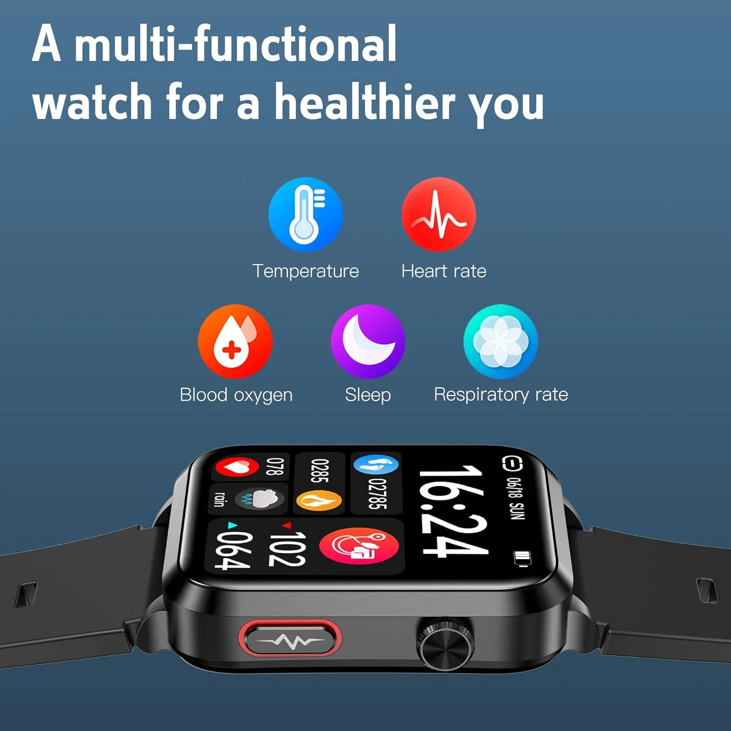 ساعت هوشمند پایش فشار خون با کاف کیسه هوا، صفحه نمایش رنگی 1.92 اینچی IPS، پایش 24 ساعته ضربان قلب، اکسیژن خون، خواب و میزان تنفس