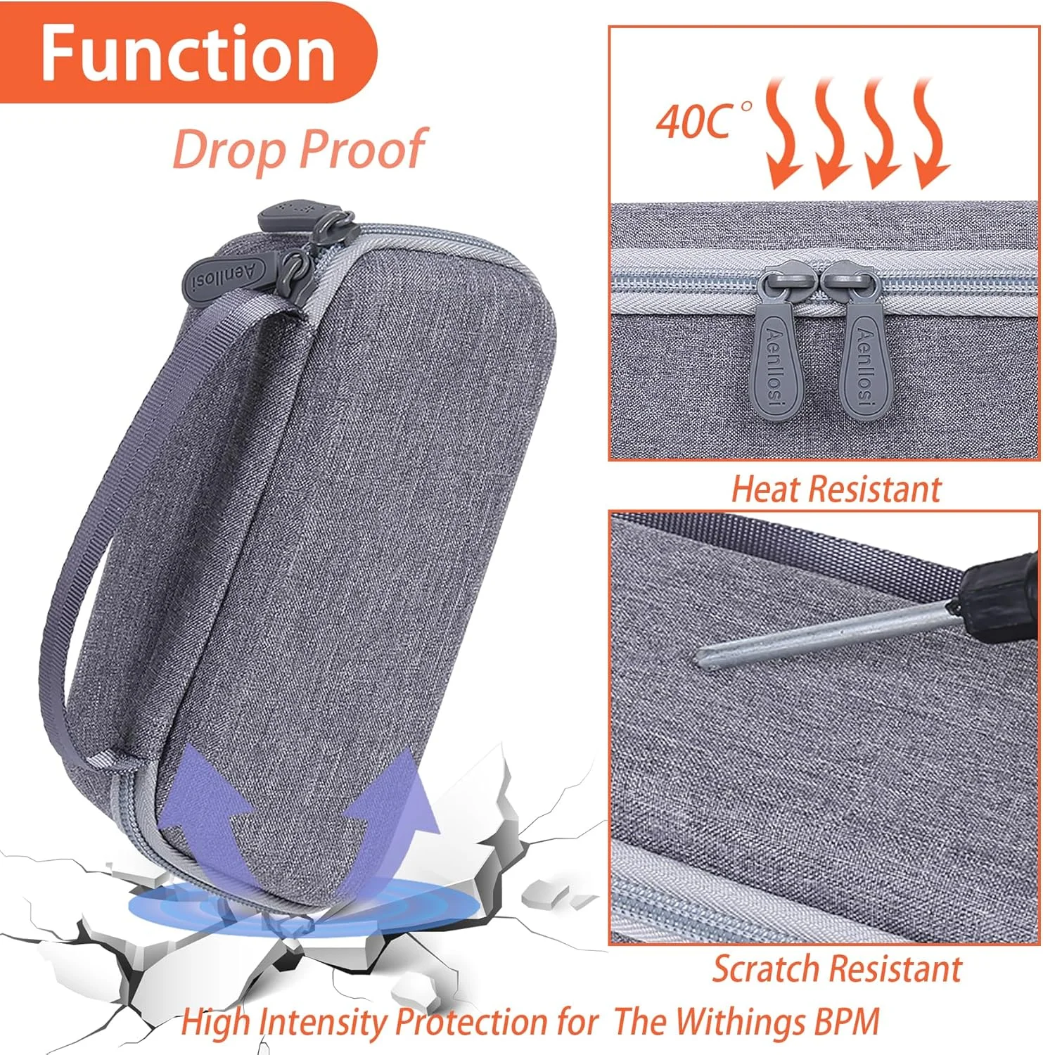 کیف حمل سخت Aenllosi سازگار با فشارسنج هوشمند وای فای Withings BPM Connect، نگهدارنده برای فشارسنج بی سیم (فقط کیف)