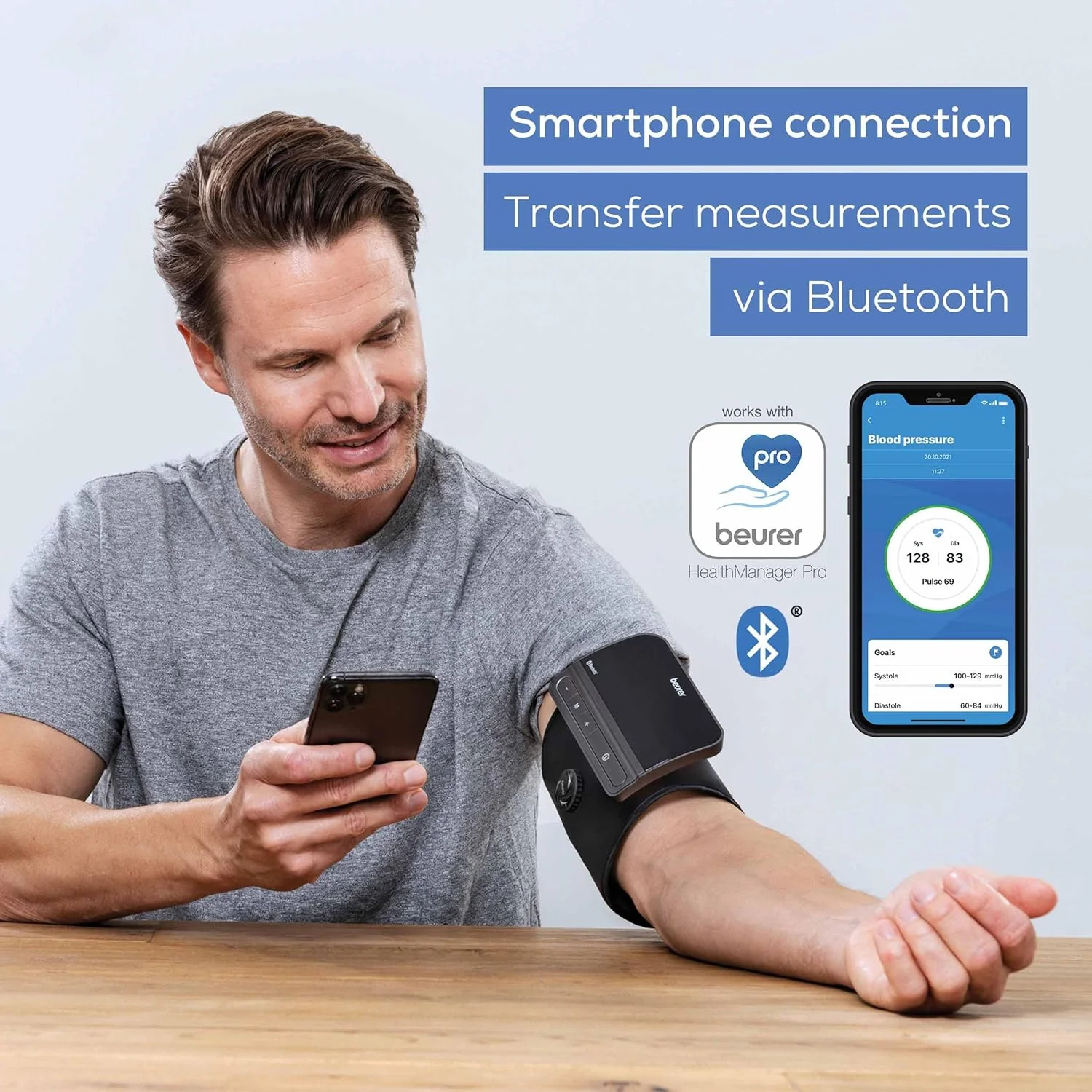 فشارسنج بازویی بیورر BM 81 easyLock | دارای تاییدیه بالینی | کاف با قفل چرخشی ساده | بدون لوله و کابل | قابلیت اتصال به اپلیکیشن | 5 سال 