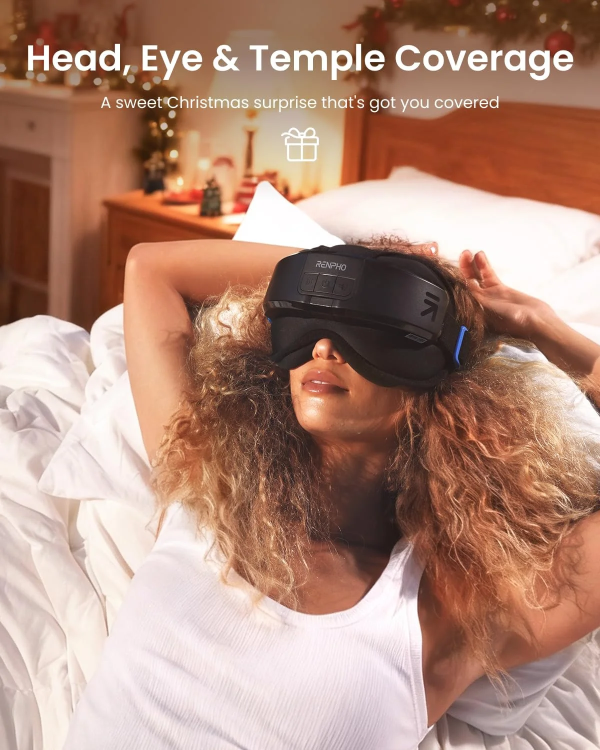 ماساژور سر و چشم RENPHO با گرما، ماسک گرمایشی سر و چشم Eyeris Masc برای آرامش، ماساژور سر برای پیشانی، پس سر و شقیقه، هدیه تولد برای زنان و مردان