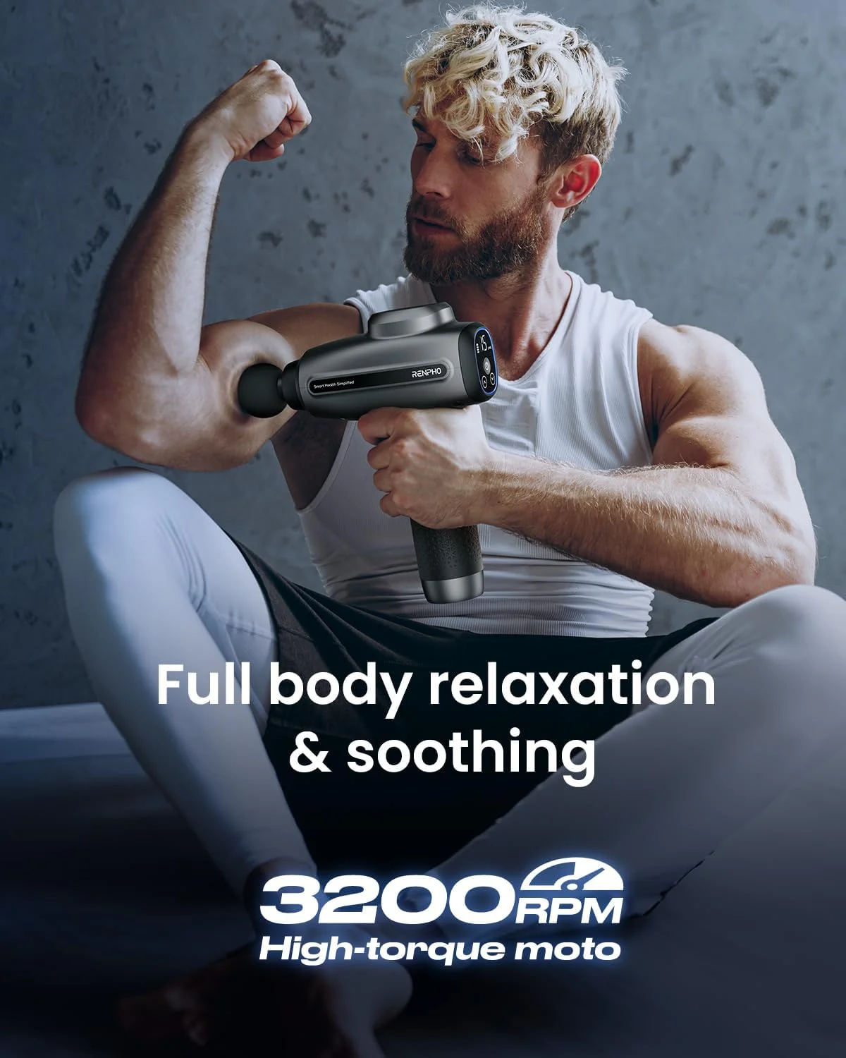 ماساژور عضلانی عمقی رنفو، ماساژور ضربه ای عضلات برای ورزشکاران، ماساژور دستی برقی برای تسکین درد و آرامش، دارای 6 سر ماساژ، 15 سرعت (مشکی)