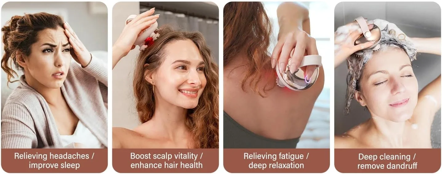 ماساژور برقی سر قابل شارژ 5 در 1 ضد آب با 8 چنگال ماساژ قابل جابجایی، دستگاه تسکین دهنده استرس، آرامش بخش و هدیه ای عالی برای انسان و حیوانات خانگی