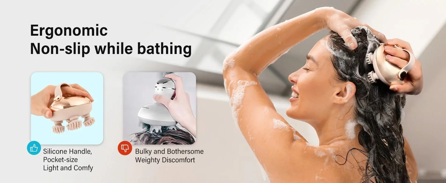 ماساژور برقی سر قابل شارژ 5 در 1 ضد آب با 8 چنگال ماساژ قابل جابجایی، دستگاه تسکین دهنده استرس، آرامش بخش و هدیه ای عالی برای انسان و حیوانات خانگی